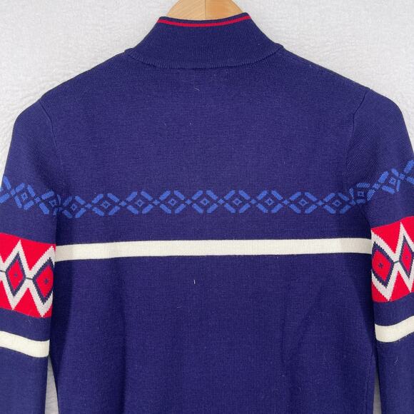 MEISTER Sweater Women S Fair Isle Southwestern Full Zip Cardigan Wool Blend Blue - Picture 6 of 14